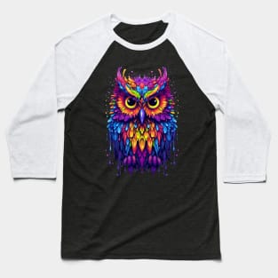 Colorful melting Owl Designe Baseball T-Shirt